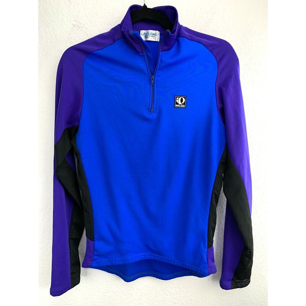Pearl Izumi Long Sleeve 1/2 Zip Size M Medium Made In USA Blue Cycling Jersey